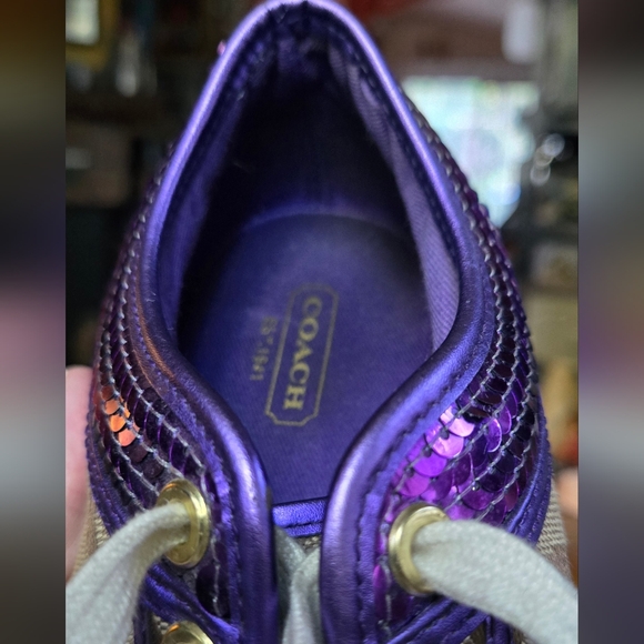 Coach logo & purple sequined tennis shoes sz5.5 B - Picture 7 of 7